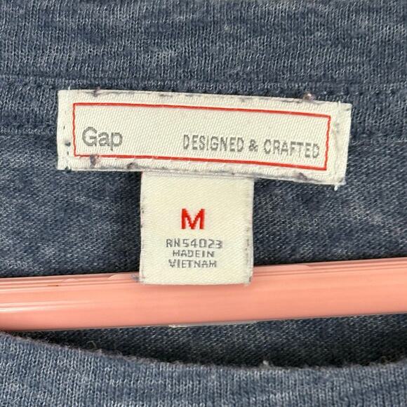 Gap Woman's Size Medium Dual Gray Blue Toned Flowy Tunic Style 3/4 Sleeve Shirt - Picture 4 of 9